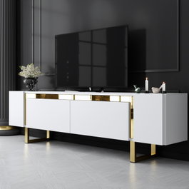 Hanah Home Mueble para TV Blanco y Dorado